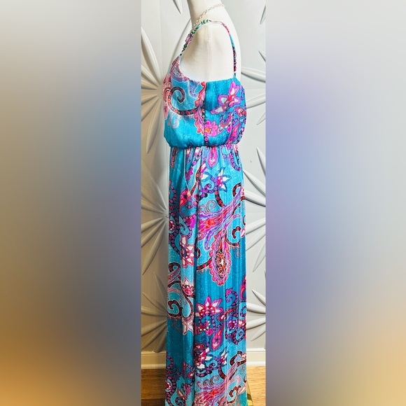 B. Darlin SZ S blue & purple multicolored maxi dress bust 32”-38” - Picture 4 of 4